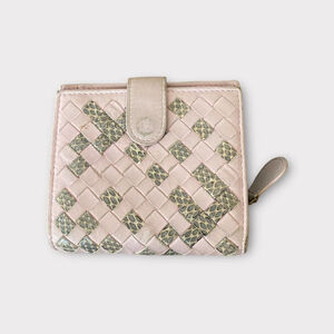 Authentic Bottega Veneta Intrecciato Nappa Leather and Snakeskin Bi-Fold Wallet